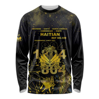 Haiti 1804 Long Sleeve Shirt Gold Tropical Leaves And Coat Of Arms - Wonder Print Shop