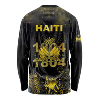 Haiti 1804 Long Sleeve Shirt Gold Tropical Leaves And Coat Of Arms - Wonder Print Shop