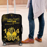 Haiti 1804 Luggage Cover Gold Tropical Leaves And Coat Of Arms - Wonder Print Shop
