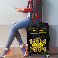 Haiti 1804 Luggage Cover Gold Tropical Leaves And Coat Of Arms - Wonder Print Shop