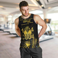 Haiti 1804 Men Tank Top Gold Tropical Leaves And Coat Of Arms - Wonder Print Shop