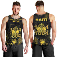 Haiti 1804 Men Tank Top Gold Tropical Leaves And Coat Of Arms - Wonder Print Shop