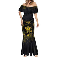 Haiti 1804 Mermaid Dress Gold Tropical Leaves And Coat Of Arms - Wonder Print Shop