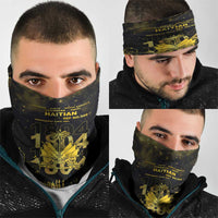 Haiti 1804 Neck Gaiter Gold Tropical Leaves And Coat Of Arms - Wonder Print Shop