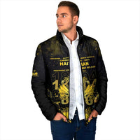 Haiti 1804 Padded Jacket Gold Tropical Leaves And Coat Of Arms - Wonder Print Shop