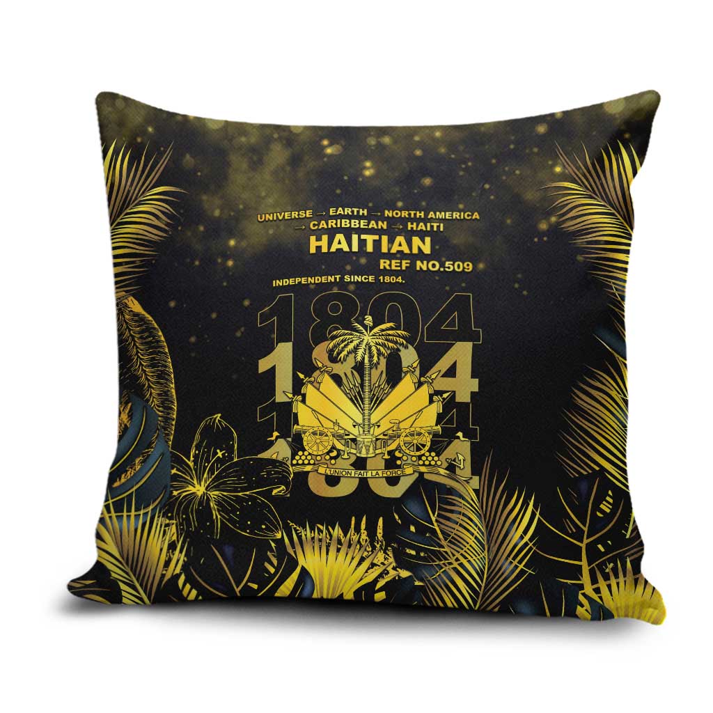 Haiti 1804 Pillow Cover Gold Tropical Leaves And Coat Of Arms - Wonder Print Shop