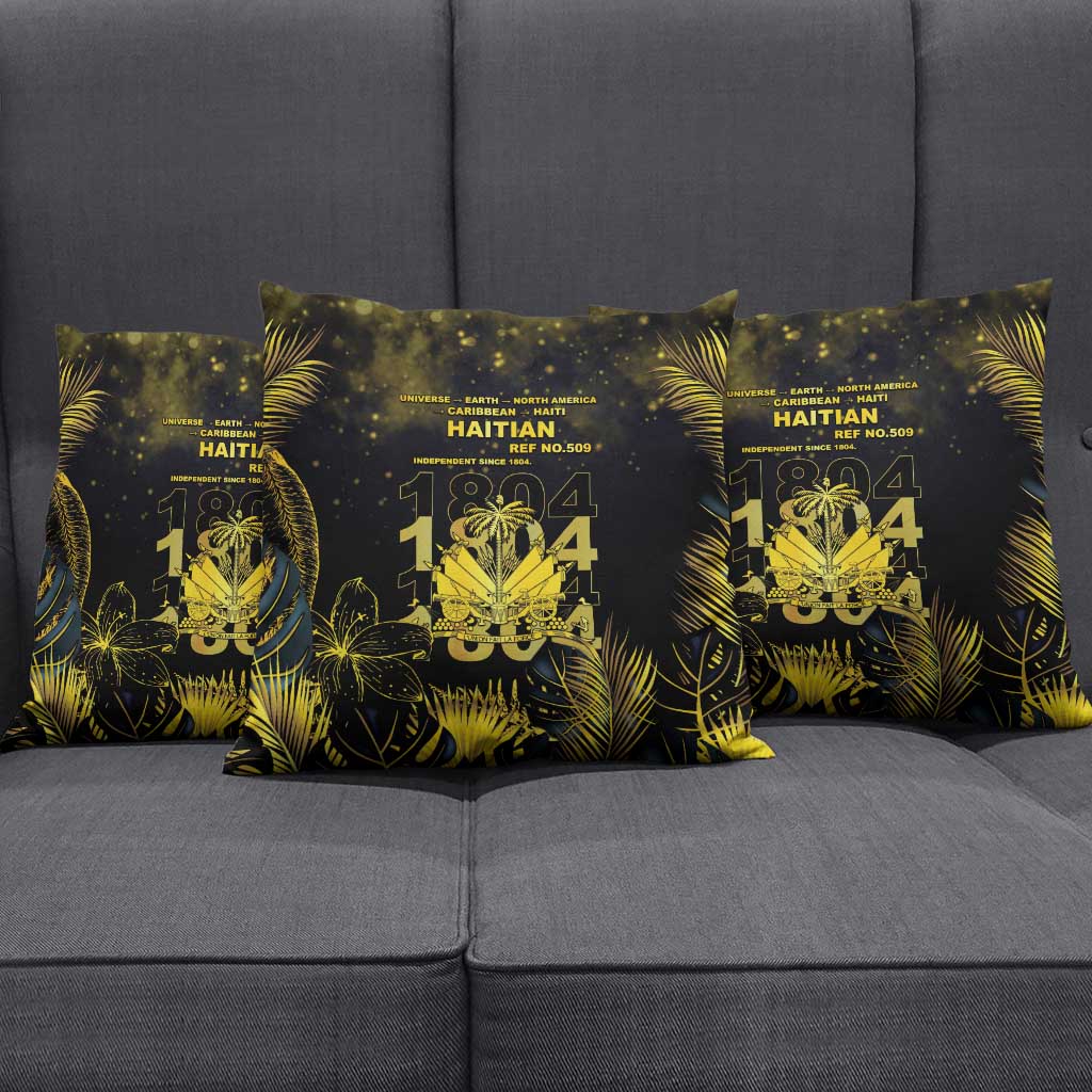 Haiti 1804 Pillow Cover Gold Tropical Leaves And Coat Of Arms - Wonder Print Shop