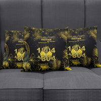 Haiti 1804 Pillow Cover Gold Tropical Leaves And Coat Of Arms - Wonder Print Shop
