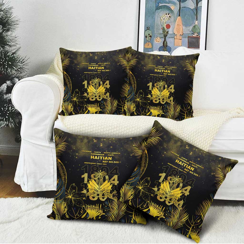 Haiti 1804 Pillow Cover Gold Tropical Leaves And Coat Of Arms - Wonder Print Shop
