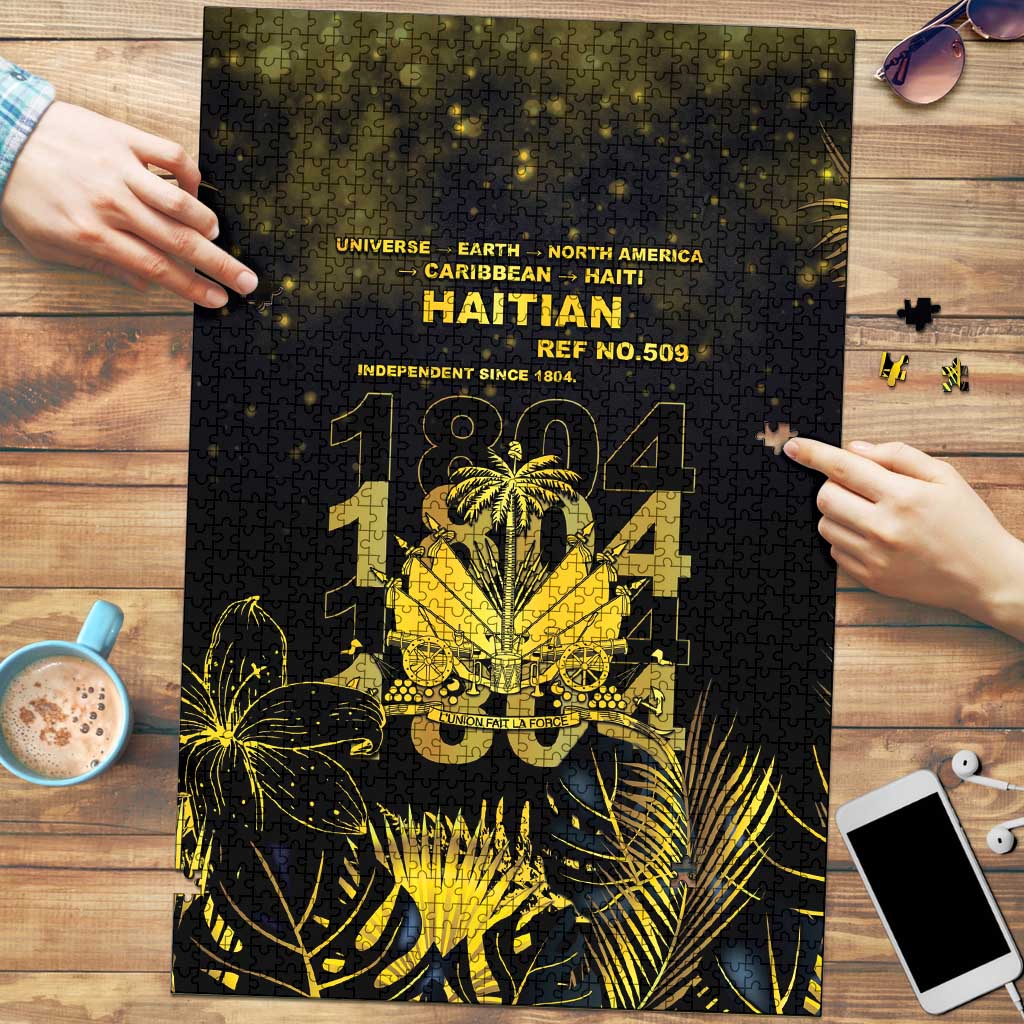 Haiti 1804 Puzzle Gold Tropical Leaves And Coat Of Arms - Wonder Print Shop