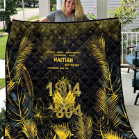 Haiti 1804 Quilt Gold Tropical Leaves And Coat Of Arms - Wonder Print Shop