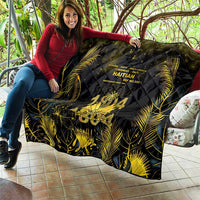 Haiti 1804 Quilt Gold Tropical Leaves And Coat Of Arms - Wonder Print Shop