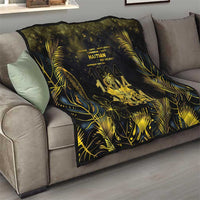 Haiti 1804 Quilt Gold Tropical Leaves And Coat Of Arms - Wonder Print Shop