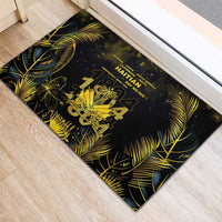 Haiti 1804 Rubber Doormat Gold Tropical Leaves And Coat Of Arms - Wonder Print Shop