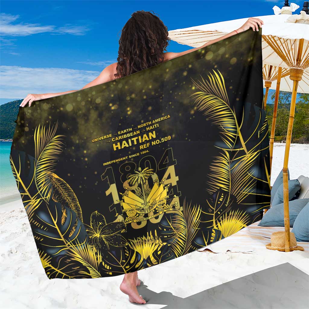 Haiti 1804 Sarong Gold Tropical Leaves And Coat Of Arms - Wonder Print Shop