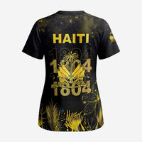 Haiti 1804 Scrub Top Gold Tropical Leaves And Coat Of Arms - Wonder Print Shop