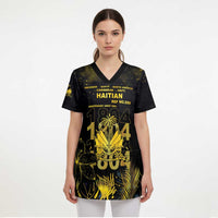 Haiti 1804 Scrub Top Gold Tropical Leaves And Coat Of Arms - Wonder Print Shop