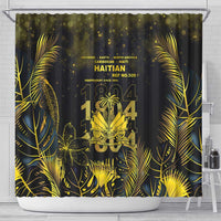 Haiti 1804 Shower Curtain Gold Tropical Leaves And Coat Of Arms - Wonder Print Shop