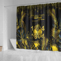 Haiti 1804 Shower Curtain Gold Tropical Leaves And Coat Of Arms - Wonder Print Shop