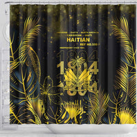 Haiti 1804 Shower Curtain Gold Tropical Leaves And Coat Of Arms - Wonder Print Shop