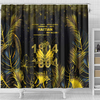 Haiti 1804 Shower Curtain Gold Tropical Leaves And Coat Of Arms - Wonder Print Shop