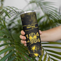Haiti 1804 Skinny Tumbler Gold Tropical Leaves And Coat Of Arms - Wonder Print Shop