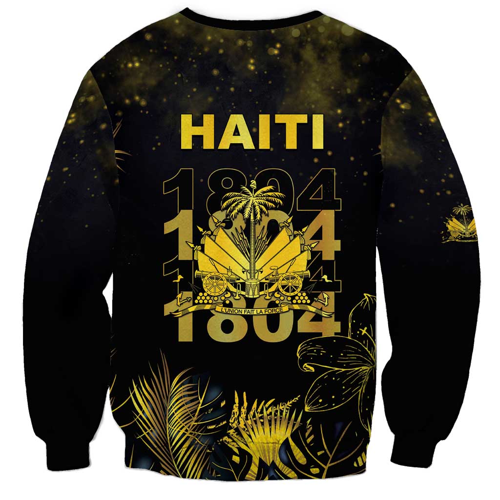 Haiti 1804 Sweatshirt Gold Tropical Leaves And Coat Of Arms - Wonder Print Shop