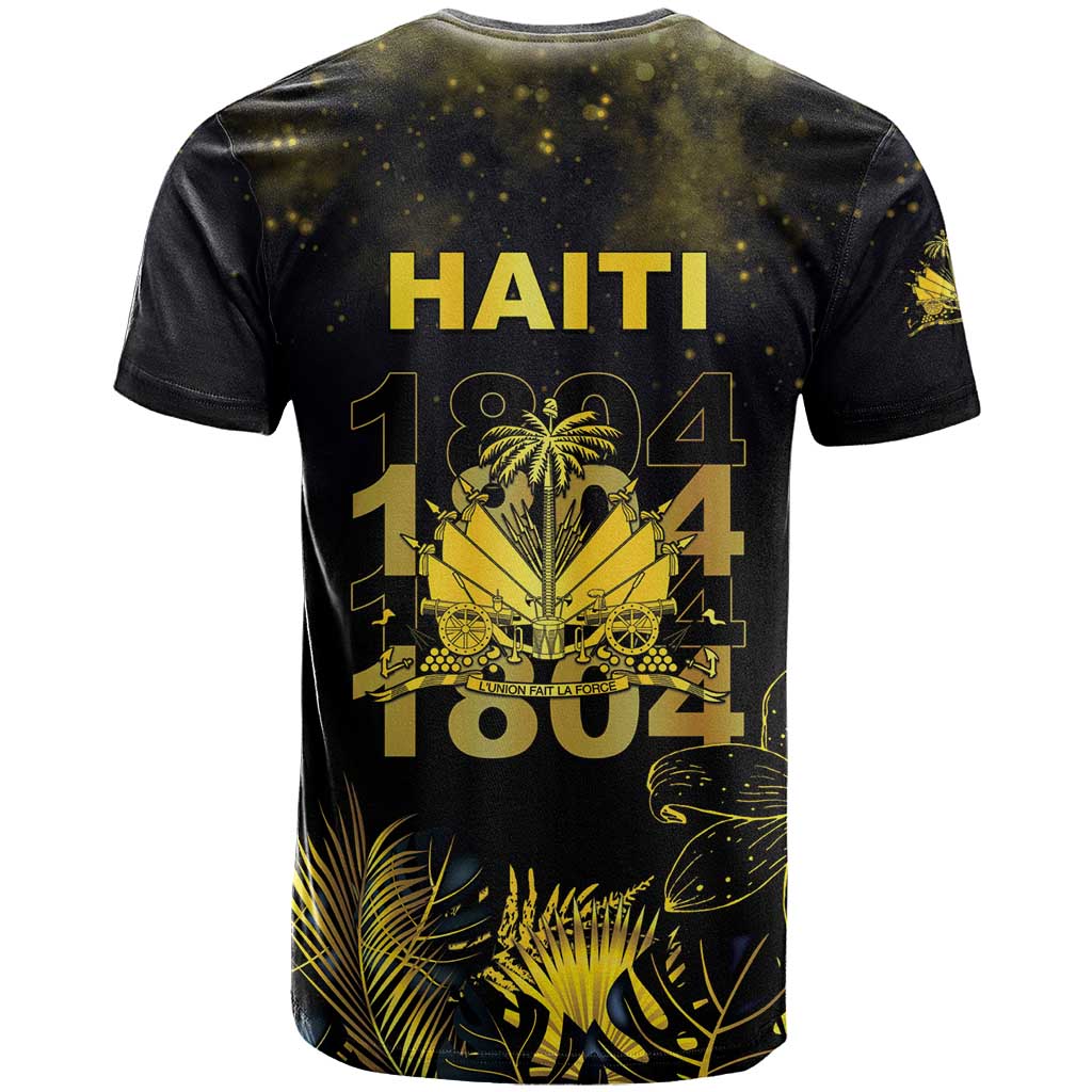 Haiti 1804 T Shirt Gold Tropical Leaves And Coat Of Arms - Wonder Print Shop