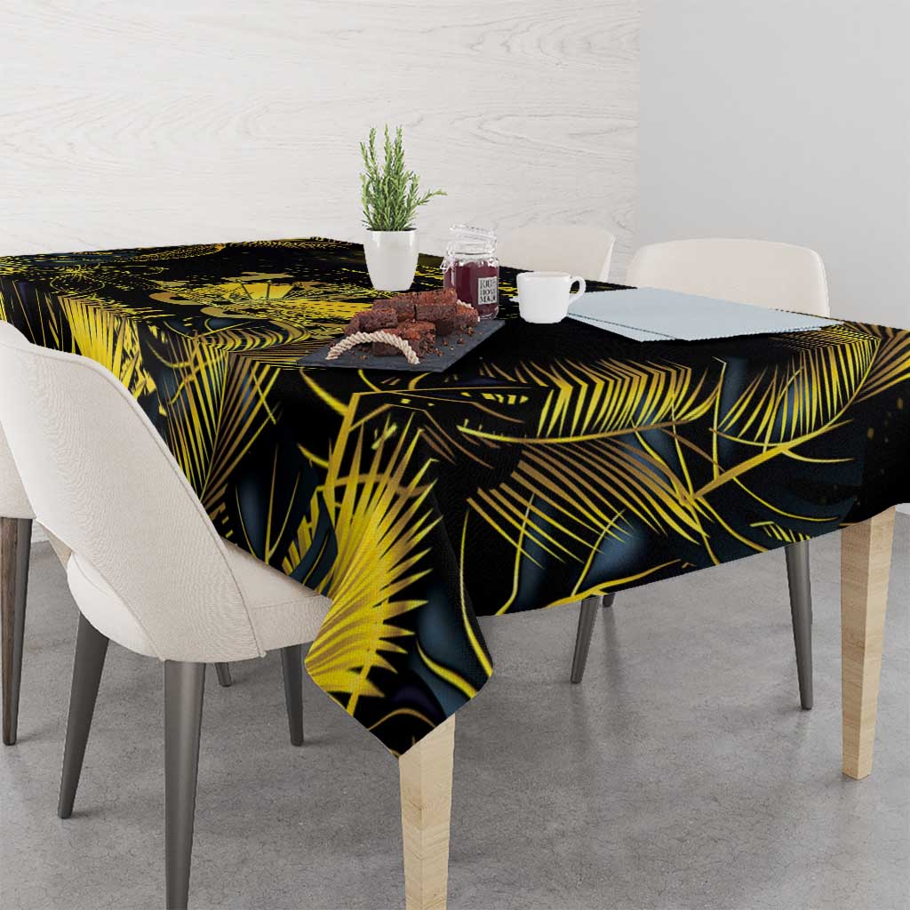 Haiti 1804 Tablecloth Gold Tropical Leaves And Coat Of Arms - Wonder Print Shop