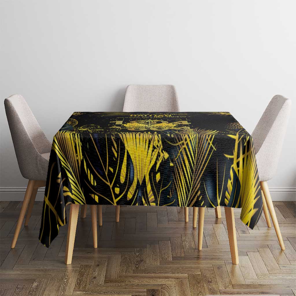 Haiti 1804 Tablecloth Gold Tropical Leaves And Coat Of Arms - Wonder Print Shop