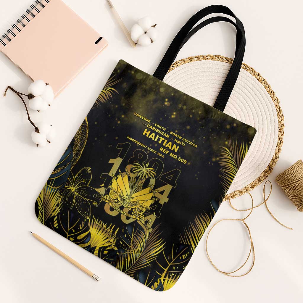 Haiti 1804 Tote Bag Gold Tropical Leaves And Coat Of Arms - Wonder Print Shop