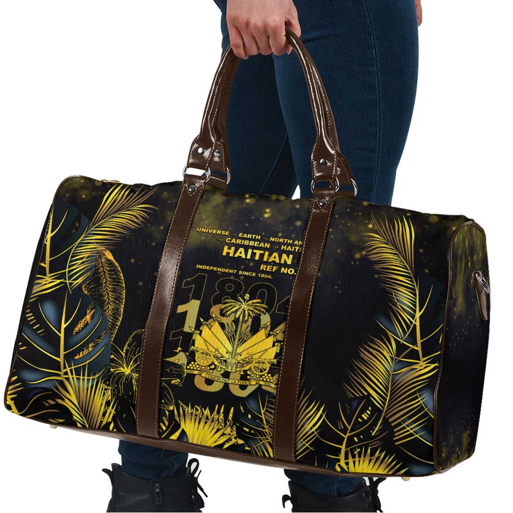 Haiti 1804 Travel Bag Gold Tropical Leaves And Coat Of Arms - Wonder Print Shop