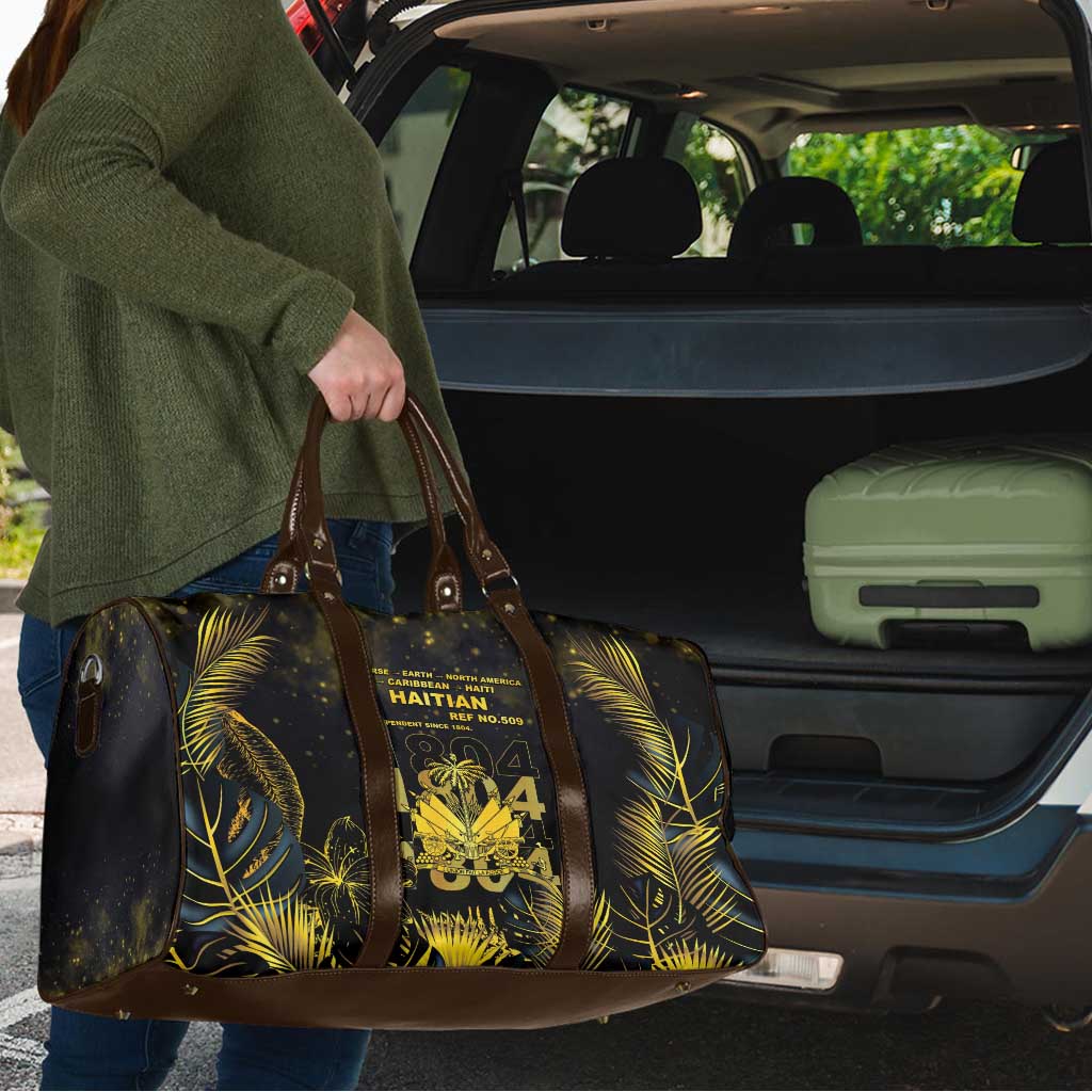 Haiti 1804 Travel Bag Gold Tropical Leaves And Coat Of Arms - Wonder Print Shop
