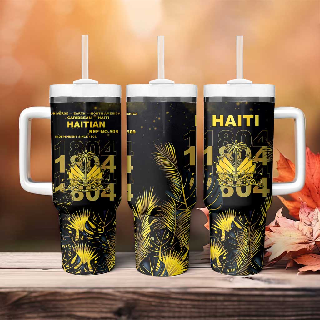Haiti 1804 Tumbler With Handle Gold Tropical Leaves And Coat Of Arms - Wonder Print Shop