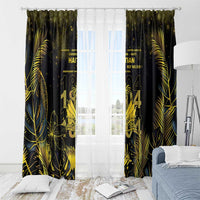 Haiti 1804 Window Curtain Gold Tropical Leaves And Coat Of Arms - Wonder Print Shop