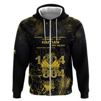 Haiti 1804 Zip Hoodie Gold Tropical Leaves And Coat Of Arms - Wonder Print Shop