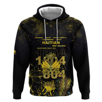 Haiti 1804 Zip Hoodie Gold Tropical Leaves And Coat Of Arms - Wonder Print Shop