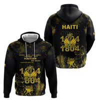 Haiti 1804 Zip Hoodie Gold Tropical Leaves And Coat Of Arms - Wonder Print Shop