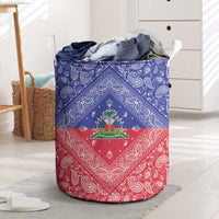 Haiti Paisley Laundry Basket Haitian Flag Bandana Style - Wonder Print Shop