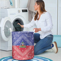 Haiti Paisley Laundry Basket Haitian Flag Bandana Style - Wonder Print Shop