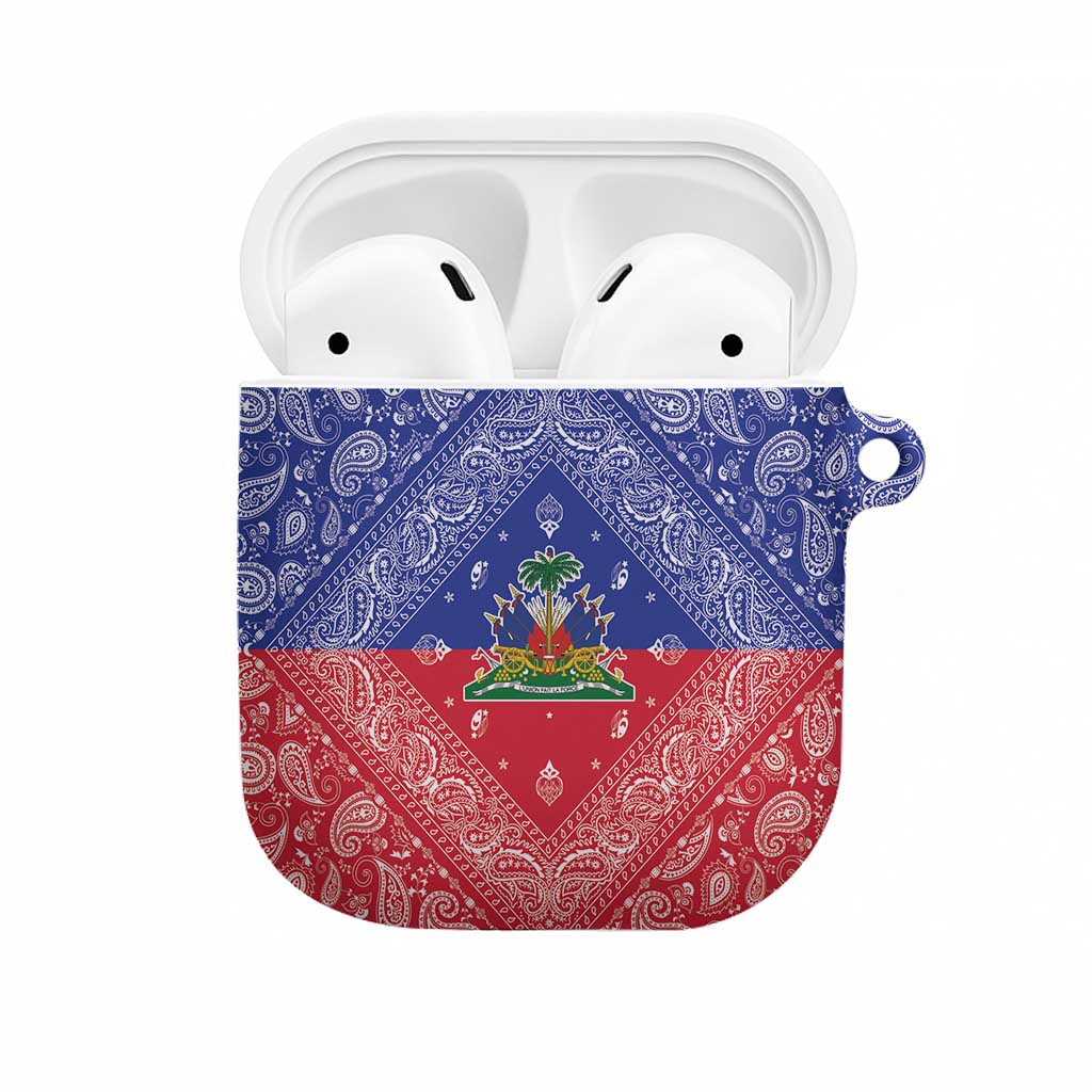 Haiti Paisley AirPods Case Haitian Flag Bandana Style - Wonder Print Shop
