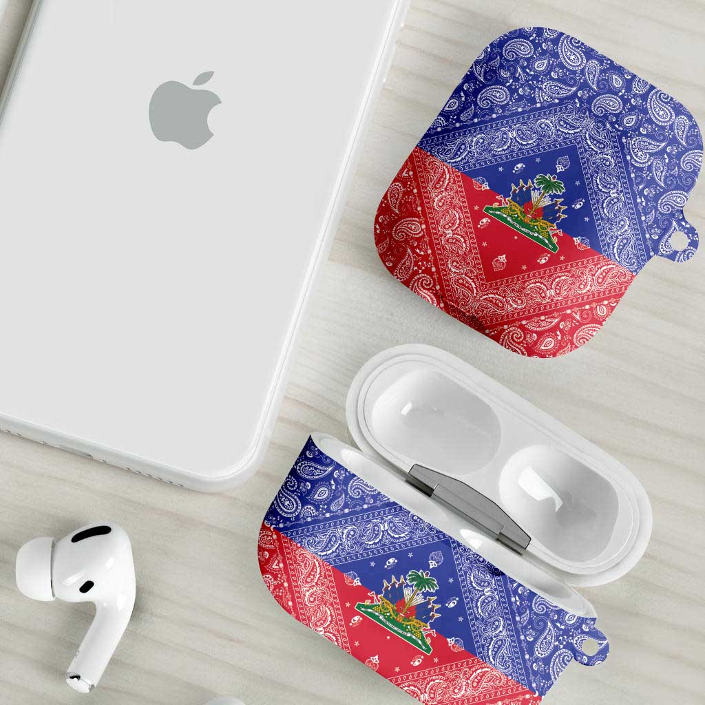 Haiti Paisley AirPods Case Haitian Flag Bandana Style - Wonder Print Shop