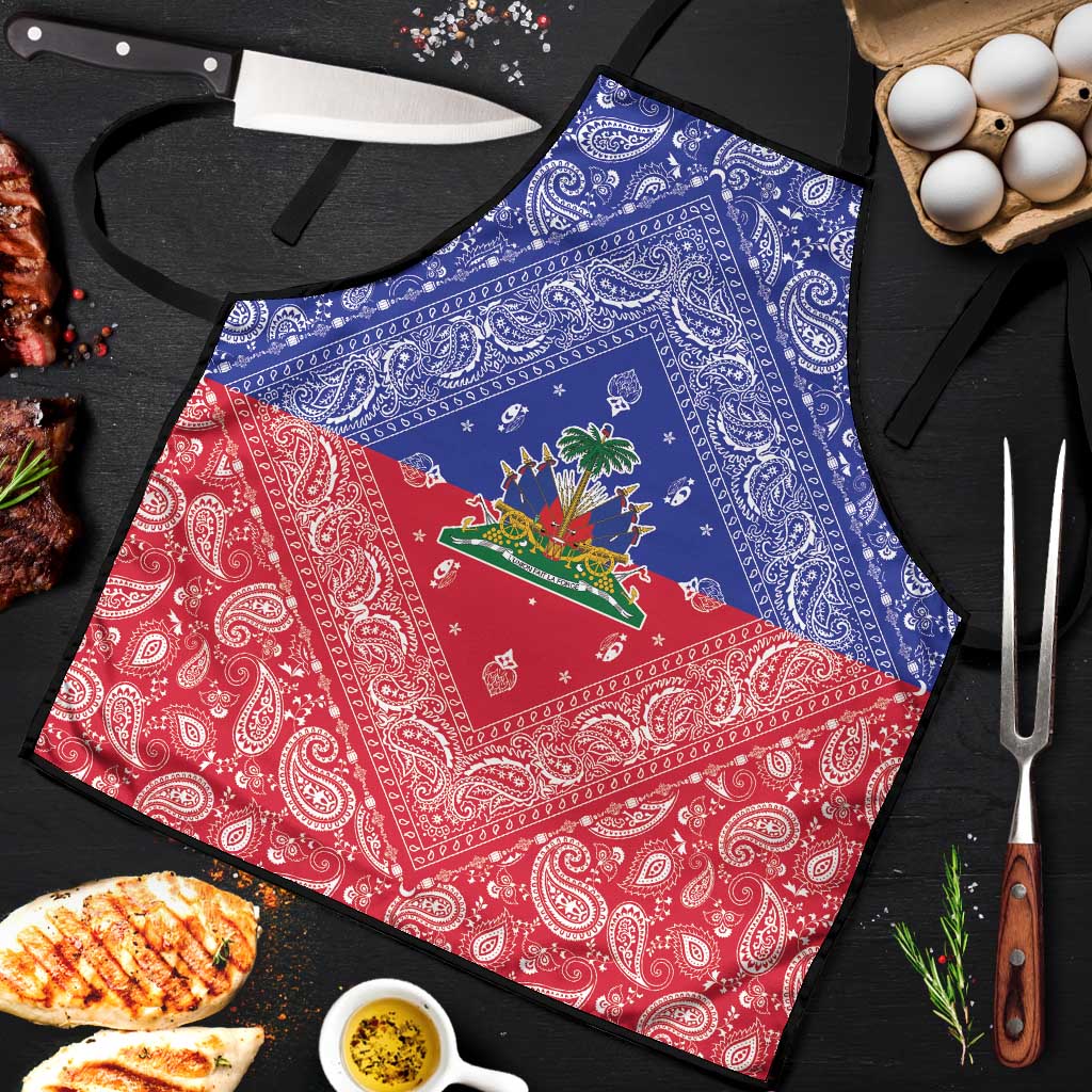 Haiti Paisley Apron Haitian Flag Bandana Style - Wonder Print Shop