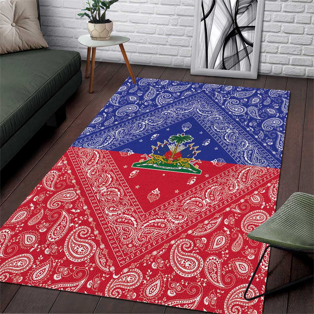Haiti Paisley Area Rug Haitian Flag Bandana Style - Wonder Print Shop