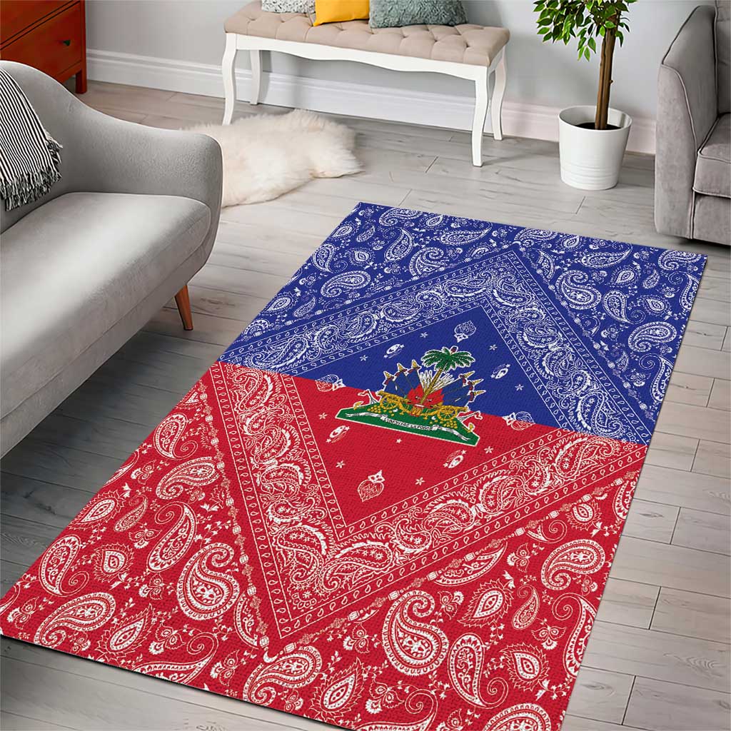 Haiti Paisley Area Rug Haitian Flag Bandana Style - Wonder Print Shop