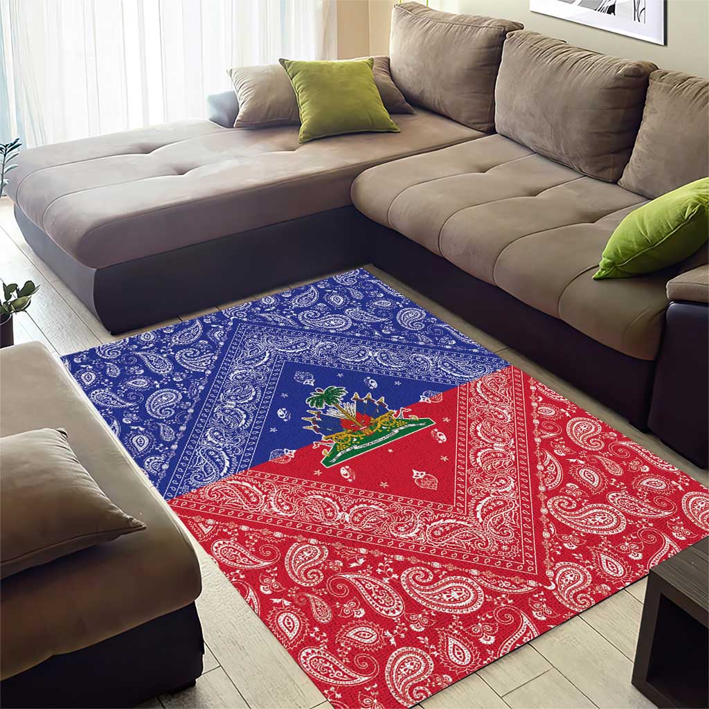 Haiti Paisley Area Rug Haitian Flag Bandana Style - Wonder Print Shop