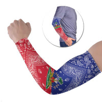 Haiti Paisley Arm Sleeves Haitian Flag Bandana Style - Wonder Print Shop