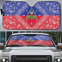 Haiti Paisley Auto Sun Shade Haitian Flag Bandana Style - Wonder Print Shop