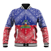 Haiti Paisley Baseball Jacket Haitian Flag Bandana Style - Wonder Print Shop