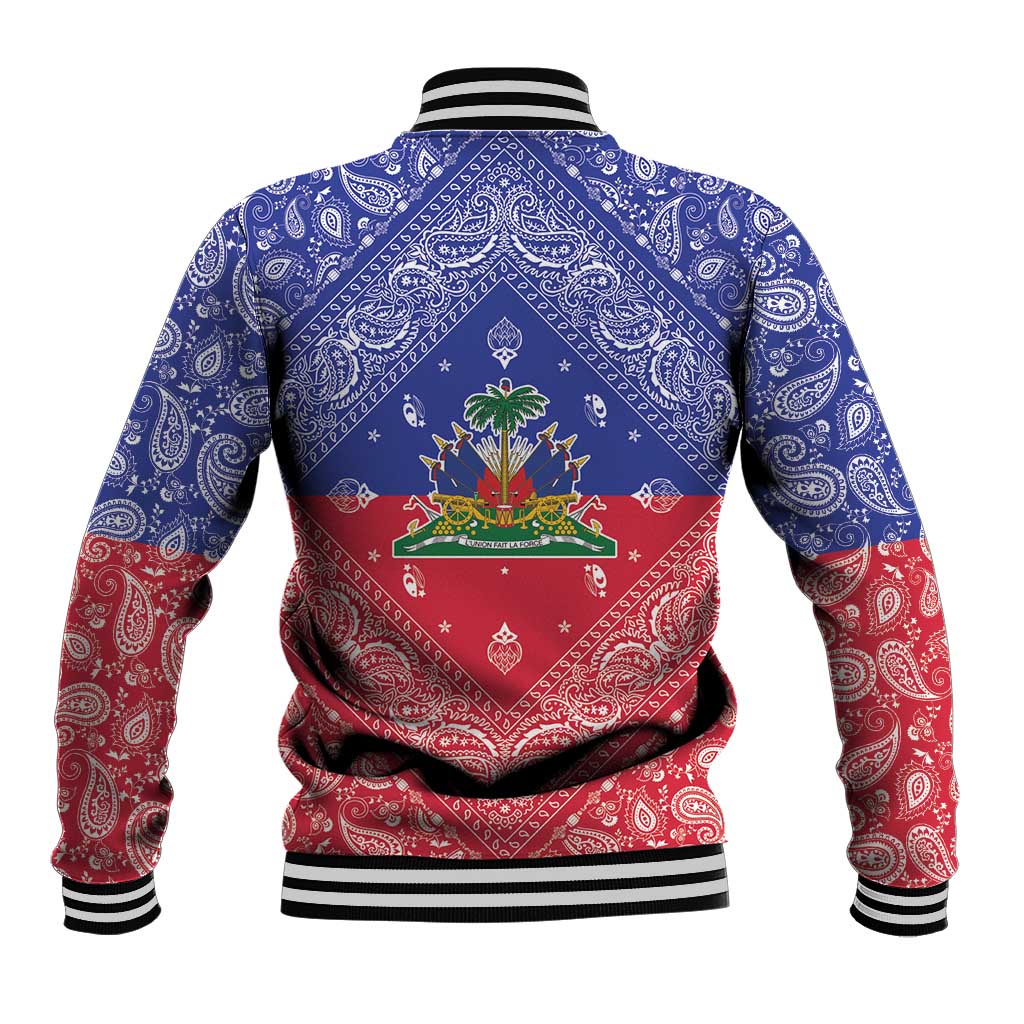 Haiti Paisley Baseball Jacket Haitian Flag Bandana Style - Wonder Print Shop
